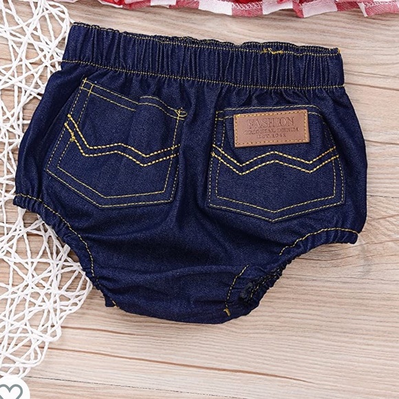 Aebai Fashion 2pc Red/White Gingham peplum top - Picture 10 of 14